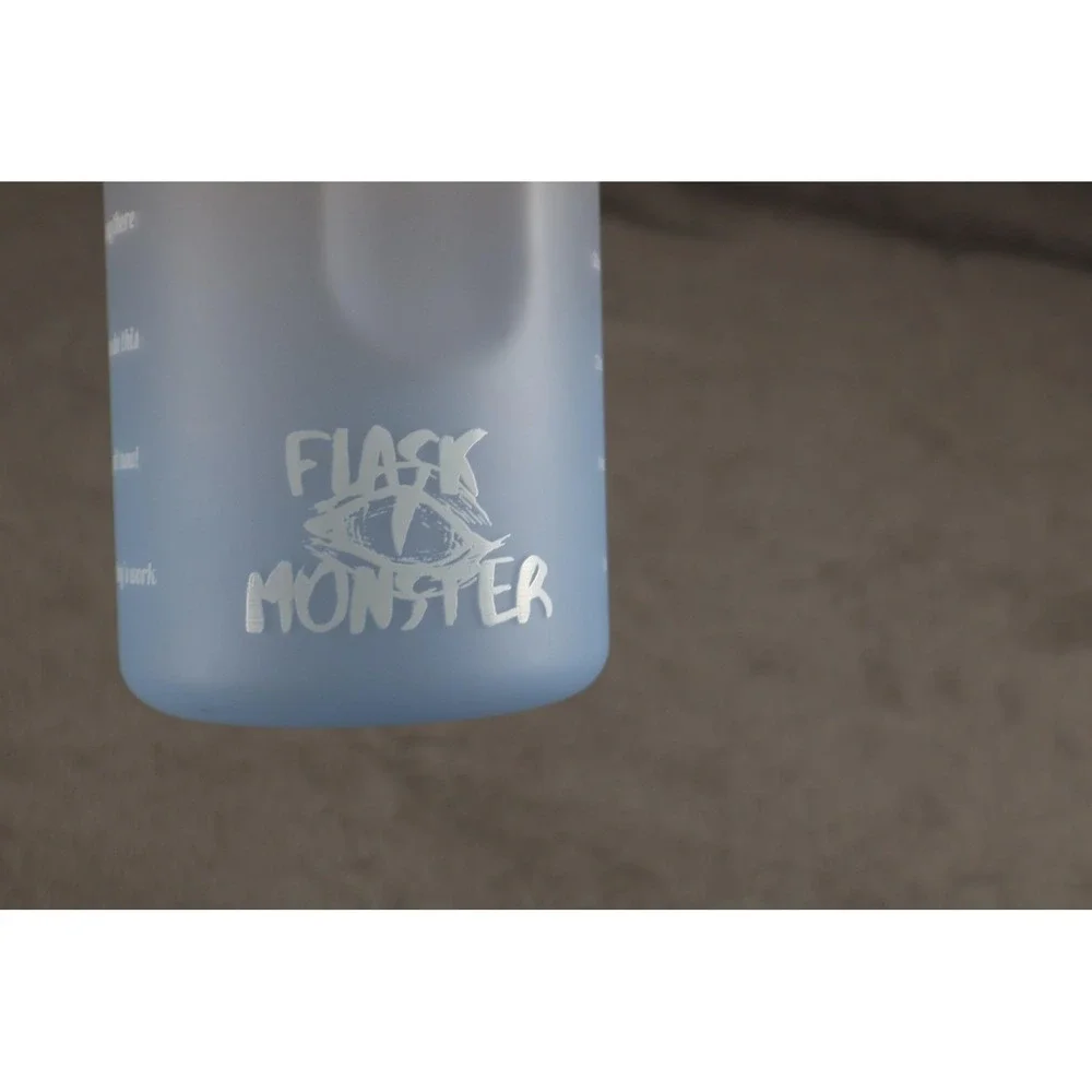 Flask Monster Tumbler Water Bottle 64‎ oz 2000 ml Pink Blue Ombre Straw Handle
